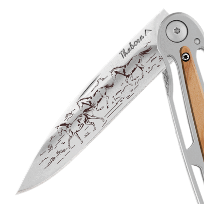 couteau grave personnalise motif cheval sauvage przewalski couteau pliant cadeau